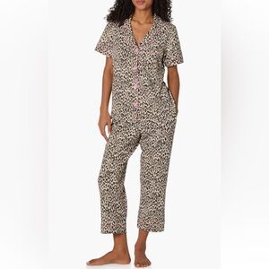 Bedhead Wild Thing Leopard Print Pajama Set Sz XS Print Stretch Crop Pant